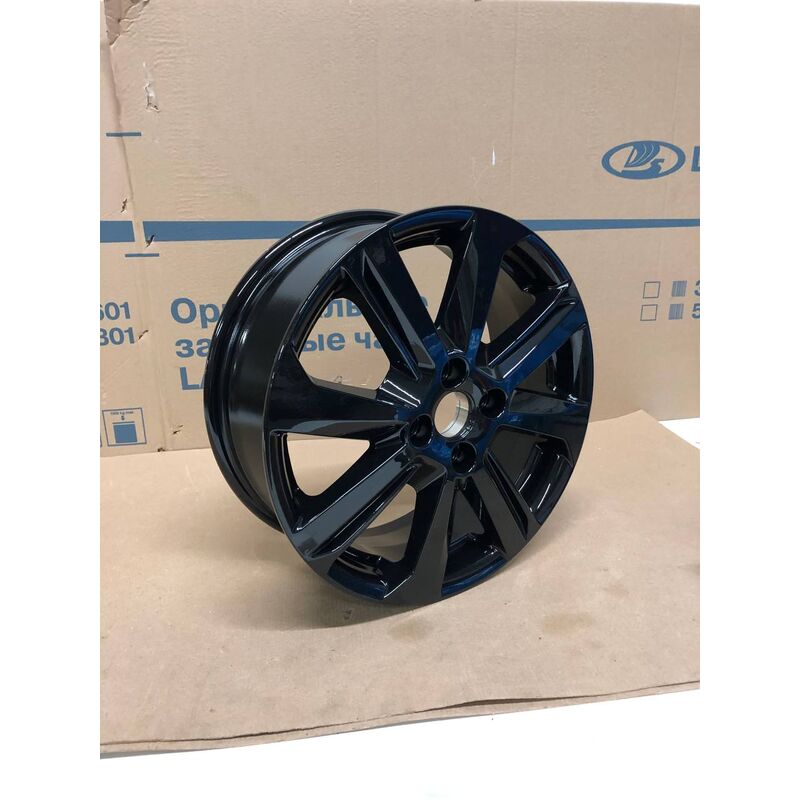 Диск литой 6JxR16H2 Light alloy wheel полностью чёрный глянцевый для Лада Веста 8450038642 2